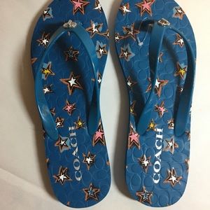 Coach sandals blue with stars size 8 new with box